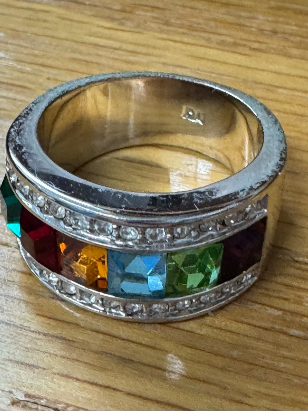 Park Lane Over the Rainbow Silver-Tone Multi-Colored Gemstone Ring